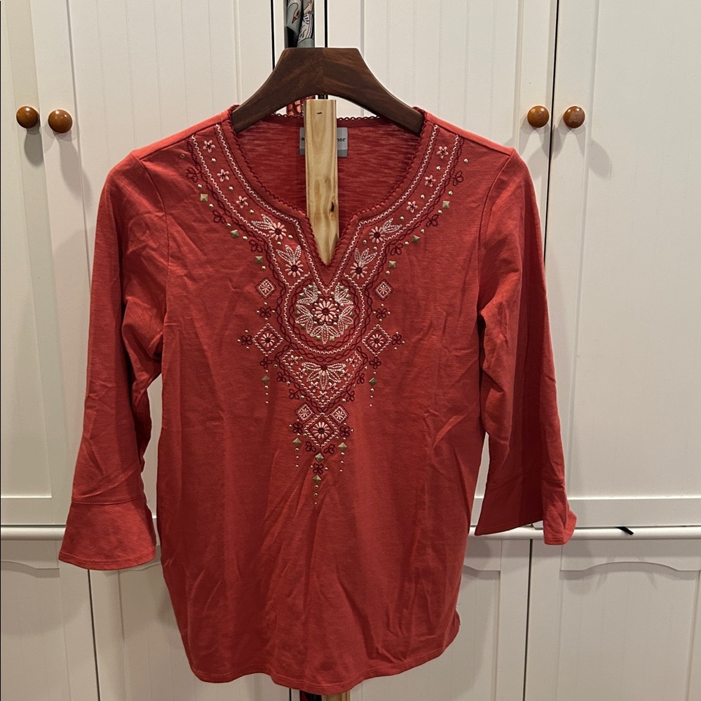 Alfred Dunner Vibrant Red Petite Top